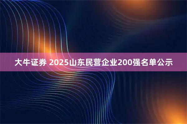 大牛证券 2025山东民营企业200强名单公示